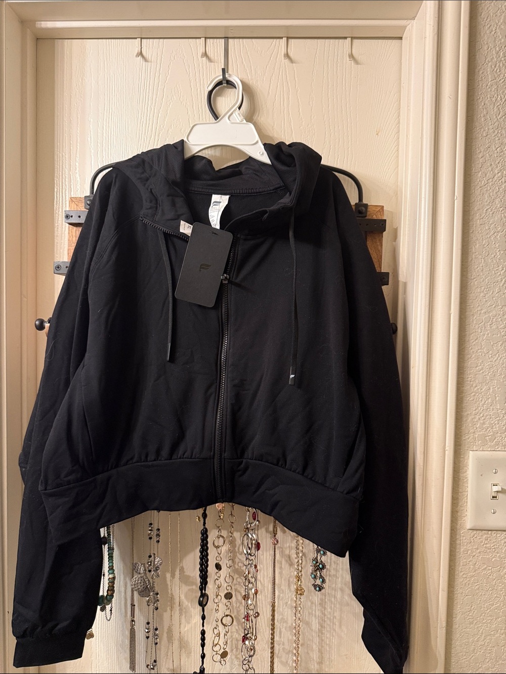Fabletics Black Zip-Up Hooded Bomber Jacket